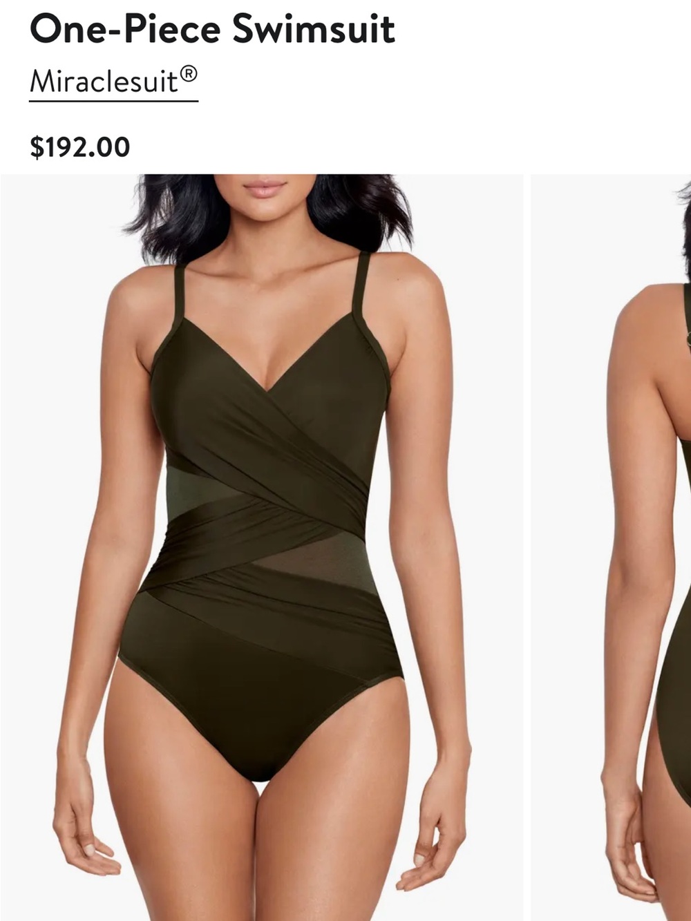 Miraclesuit Olive One-Piece with Sheer Wrap Panels